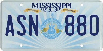 MS license plate ASN880