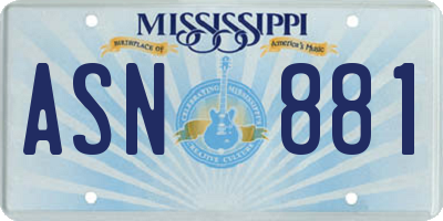MS license plate ASN881