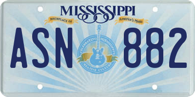 MS license plate ASN882