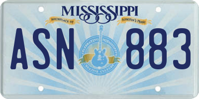 MS license plate ASN883