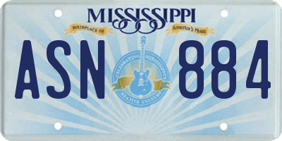 MS license plate ASN884