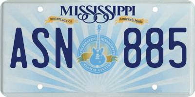 MS license plate ASN885