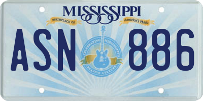 MS license plate ASN886