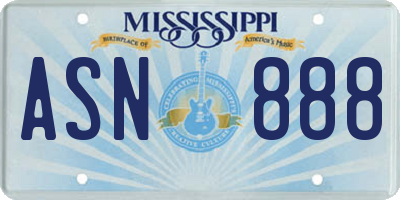 MS license plate ASN888