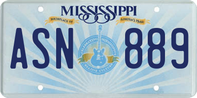 MS license plate ASN889