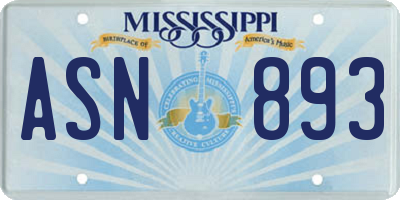 MS license plate ASN893