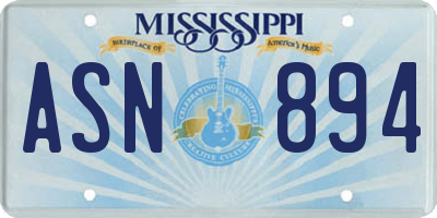MS license plate ASN894