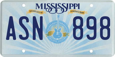 MS license plate ASN898