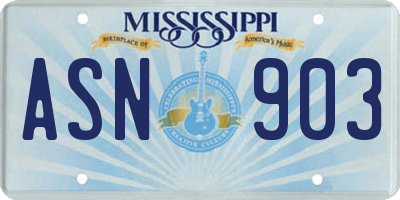 MS license plate ASN903