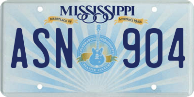 MS license plate ASN904