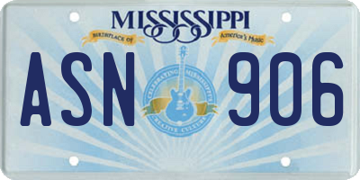 MS license plate ASN906