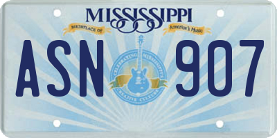MS license plate ASN907