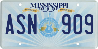 MS license plate ASN909