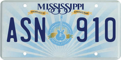 MS license plate ASN910