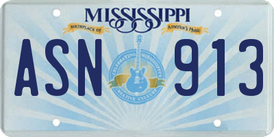 MS license plate ASN913
