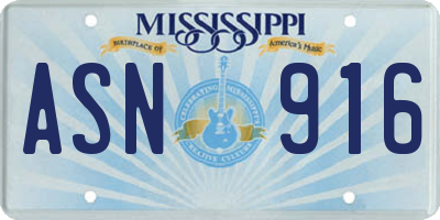 MS license plate ASN916
