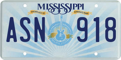 MS license plate ASN918