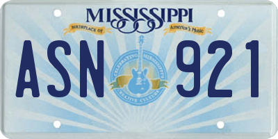 MS license plate ASN921