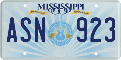 MS license plate ASN923