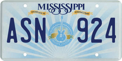 MS license plate ASN924