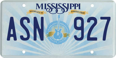 MS license plate ASN927