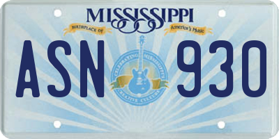 MS license plate ASN930