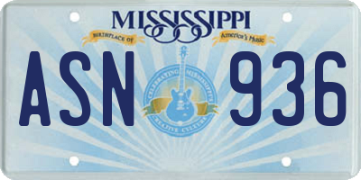 MS license plate ASN936
