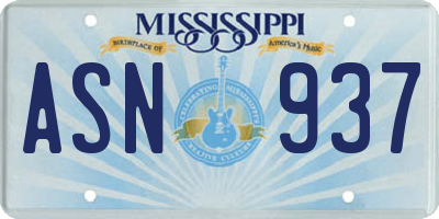 MS license plate ASN937