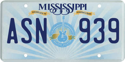 MS license plate ASN939