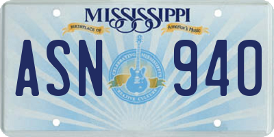 MS license plate ASN940