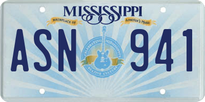 MS license plate ASN941