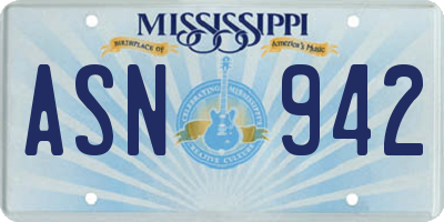 MS license plate ASN942