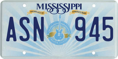 MS license plate ASN945