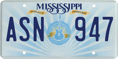 MS license plate ASN947