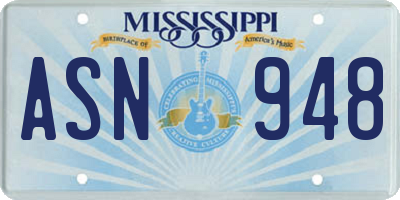 MS license plate ASN948
