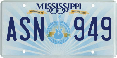 MS license plate ASN949