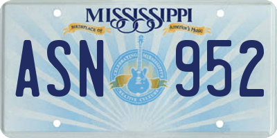 MS license plate ASN952