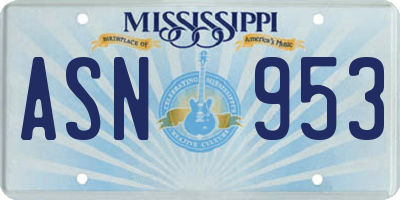 MS license plate ASN953