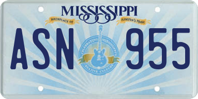MS license plate ASN955
