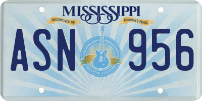 MS license plate ASN956