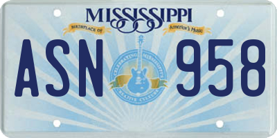 MS license plate ASN958
