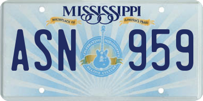 MS license plate ASN959