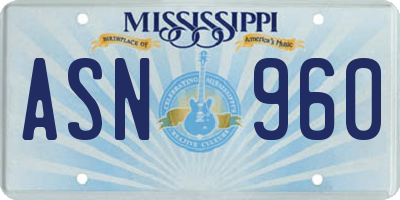 MS license plate ASN960