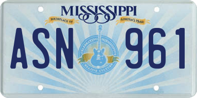MS license plate ASN961