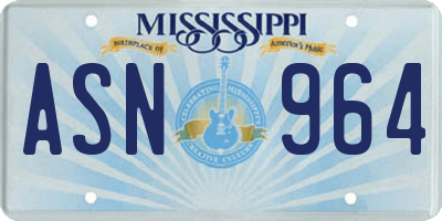 MS license plate ASN964