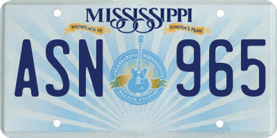 MS license plate ASN965