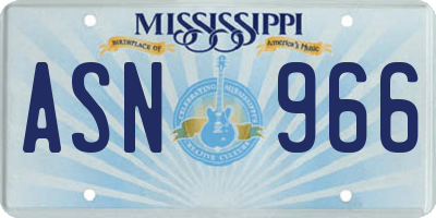 MS license plate ASN966