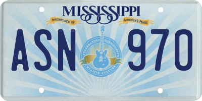 MS license plate ASN970
