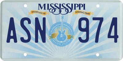 MS license plate ASN974
