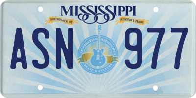 MS license plate ASN977